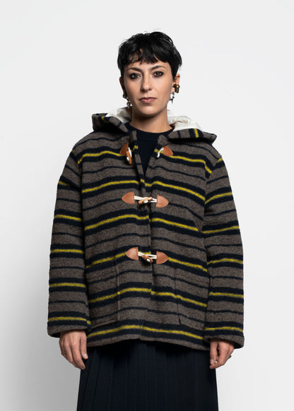 Hooded Toggle Coat - Grigio/Blu