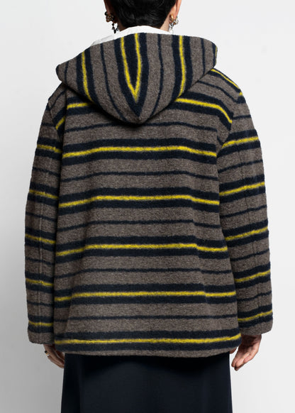 Hooded Toggle Coat - Grigio/Blu