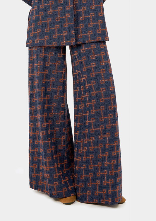 Paloma Pants - Geometric Blue