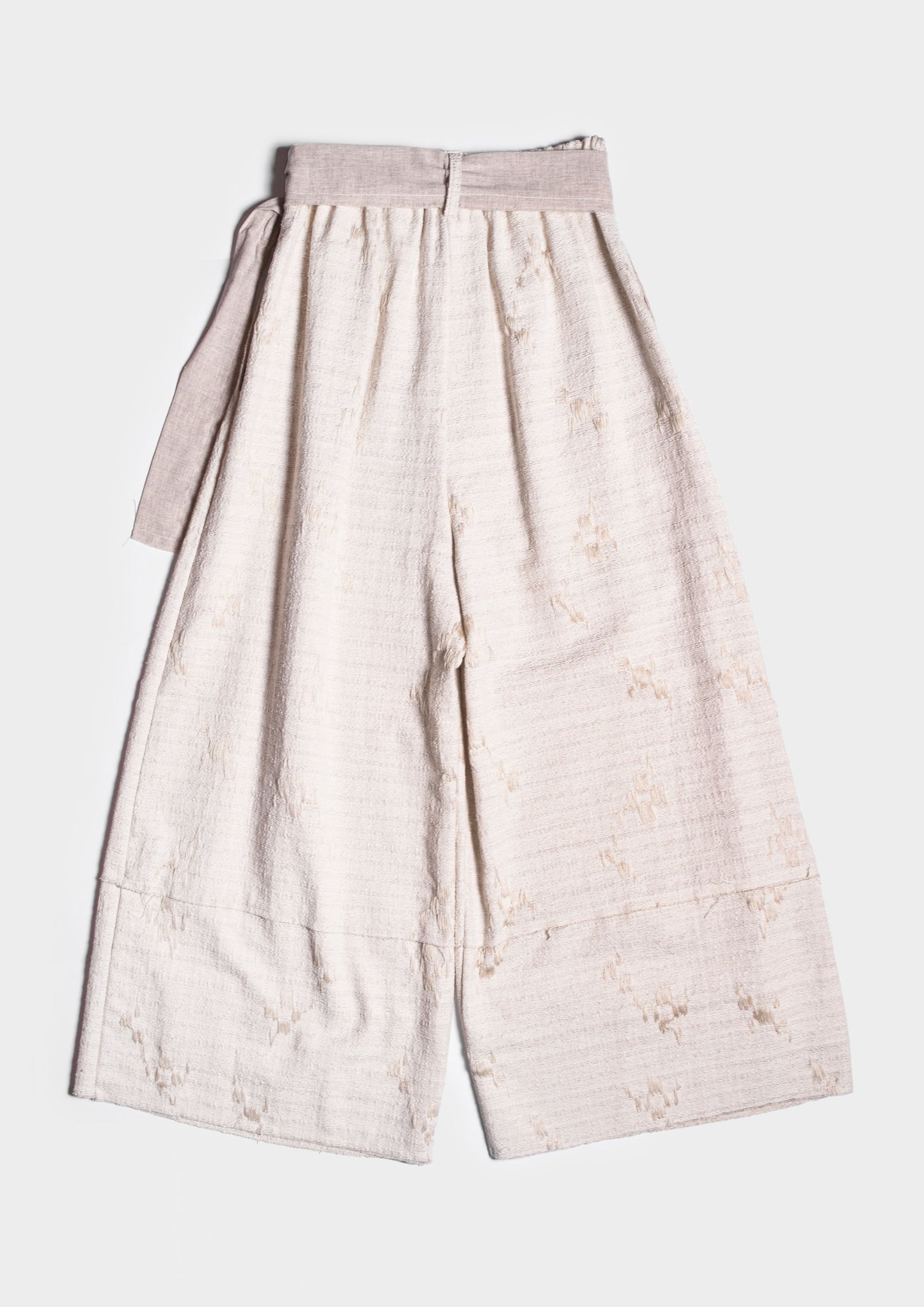 Embroidered Palazzo Pants - Antique White