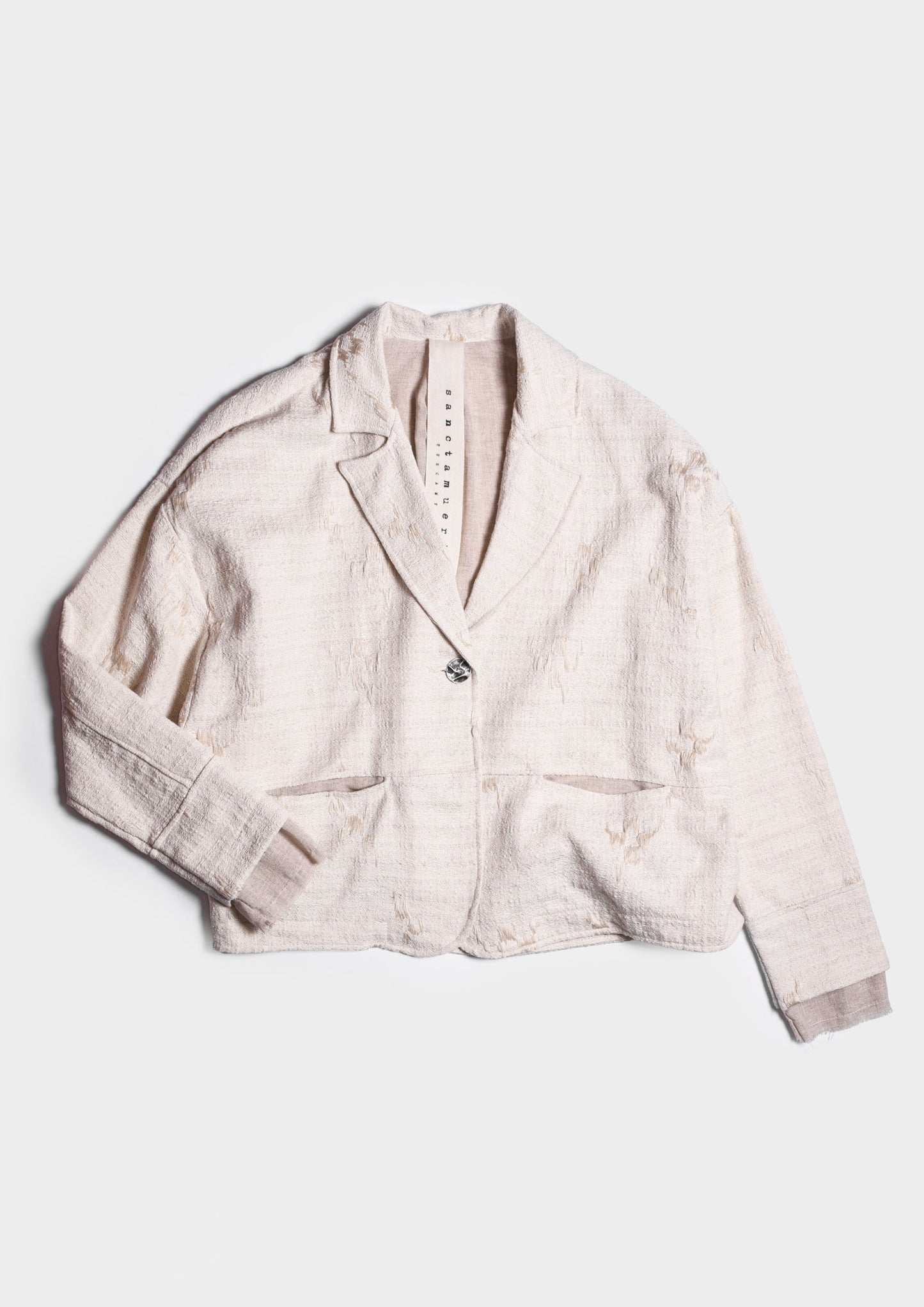 Crop-Oversized Jacket - Antique White
