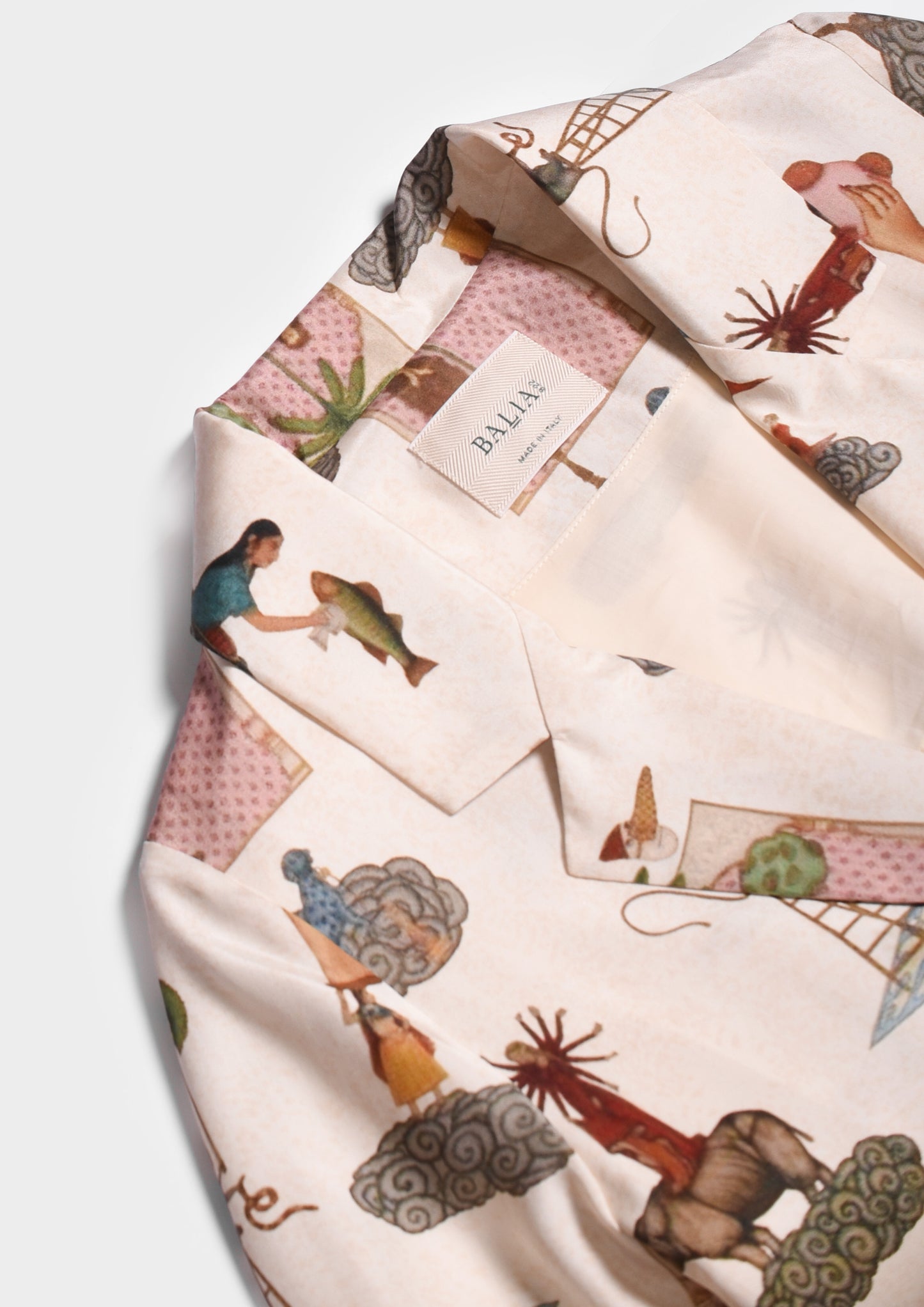 Silk Blazer with Collage Print