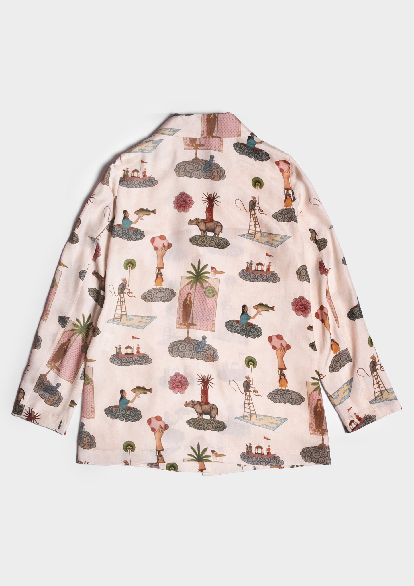 Silk Blazer with Collage Print