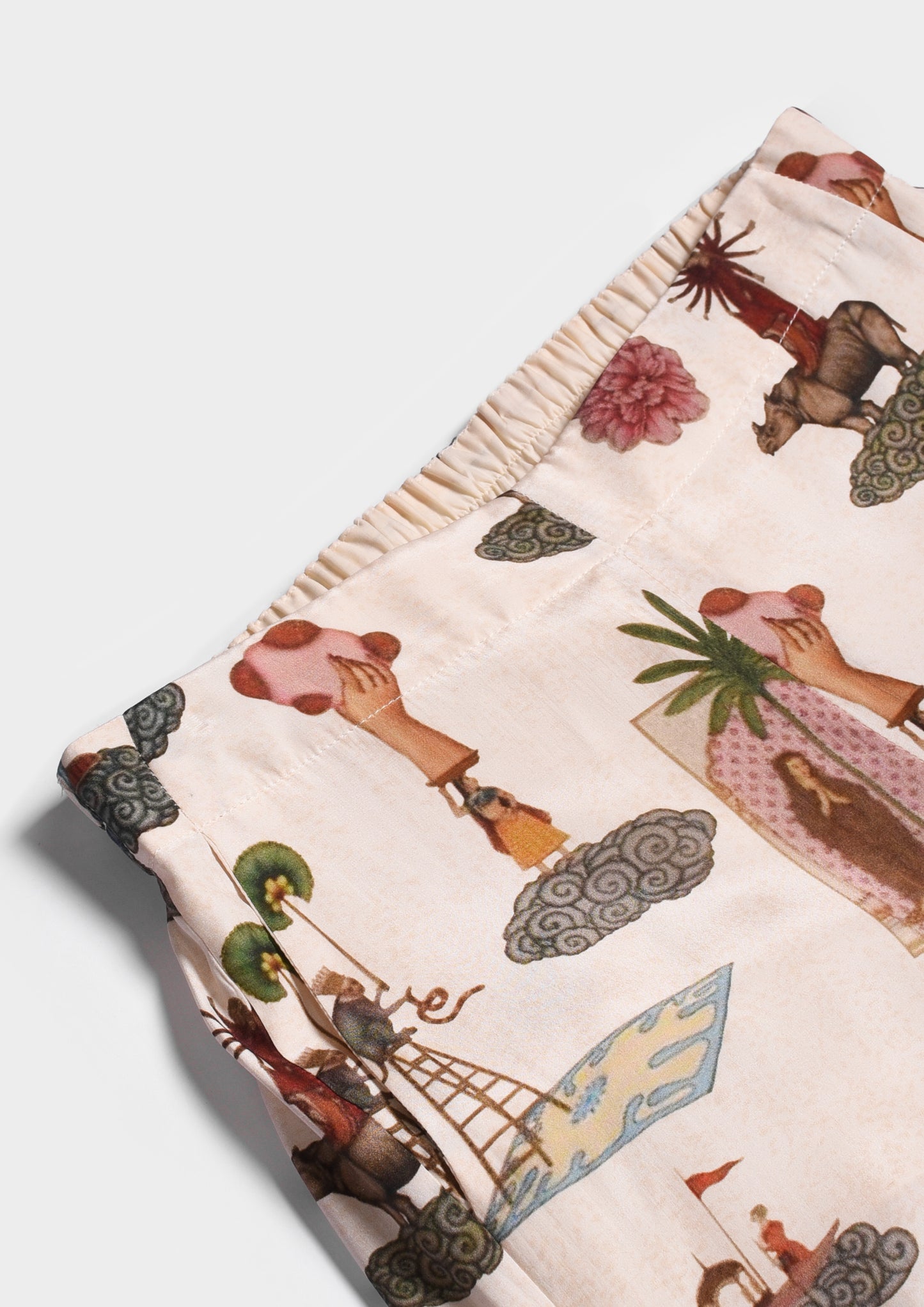 Silk Pants with Collage Print