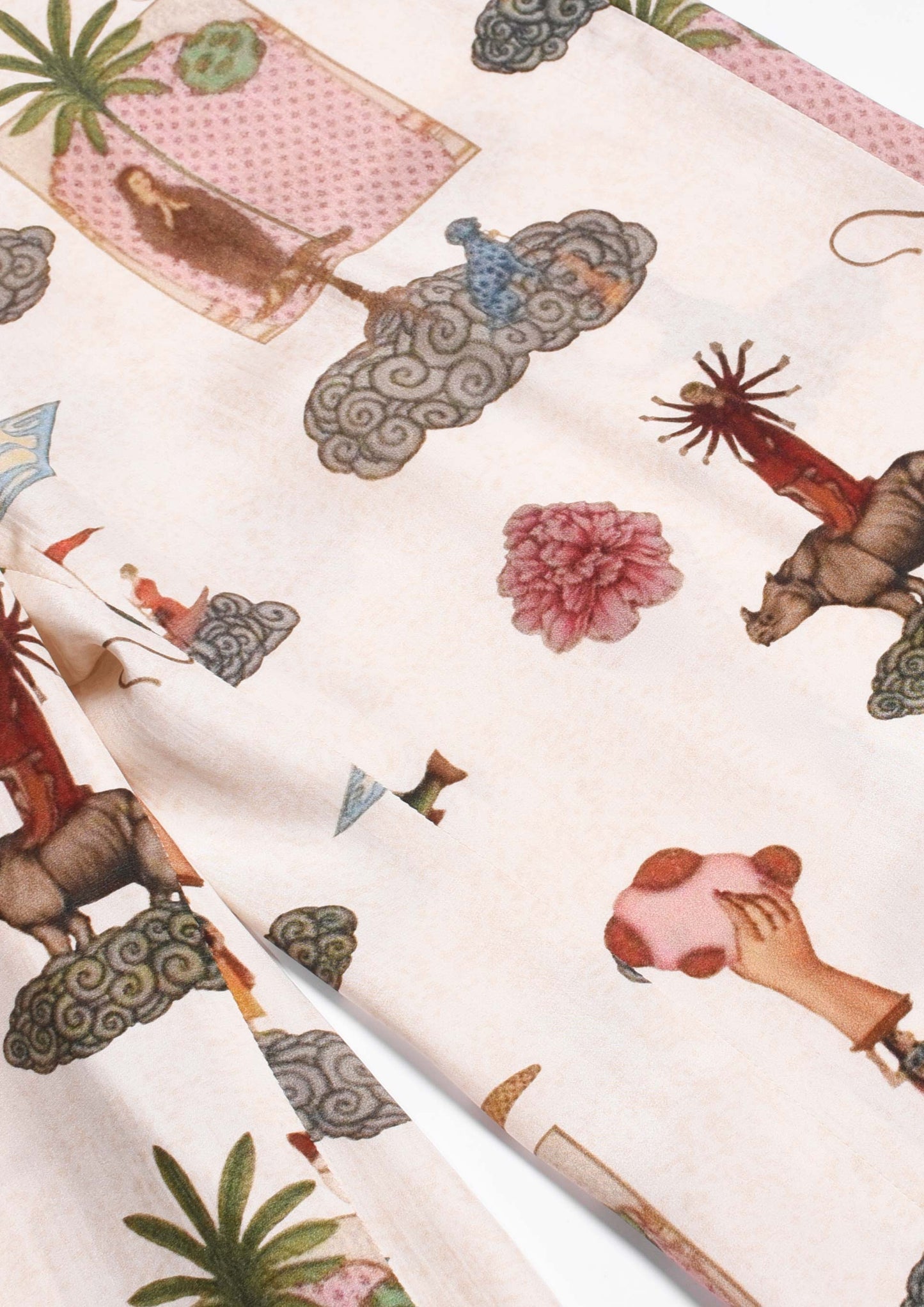Silk Pants with Collage Print