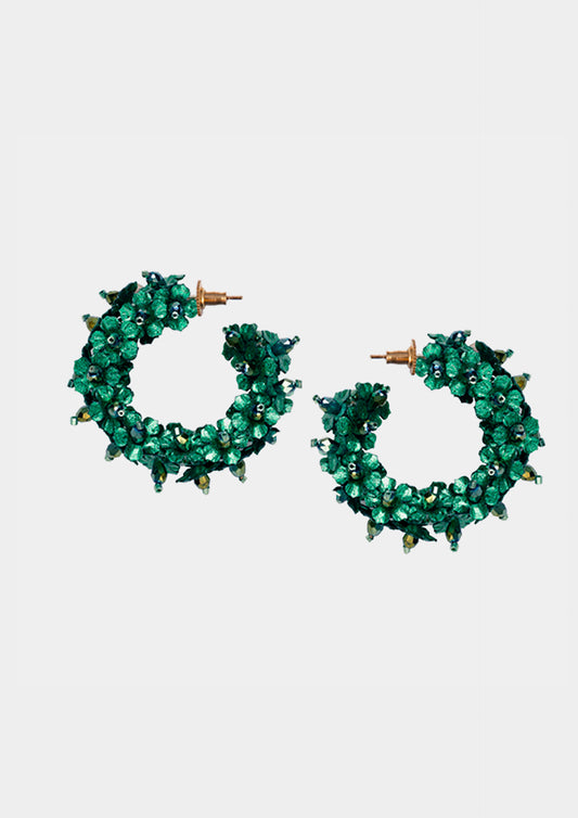 Flower Hoops Small Earrings - Verdi