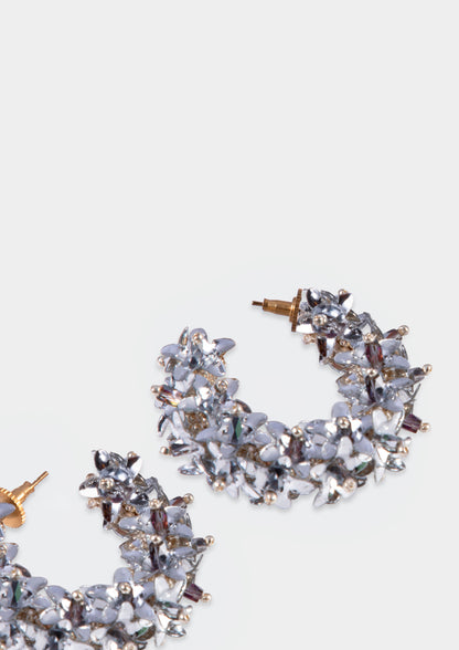 Flower Hoops Small Earrings - Argento