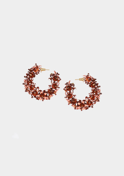 Flower Hoops Small Earrings - Rame