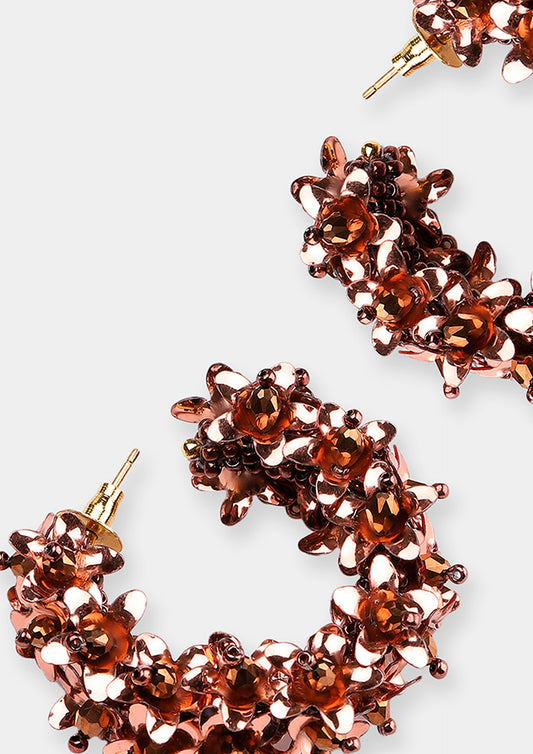 Flower Hoops Small Earrings - Rame