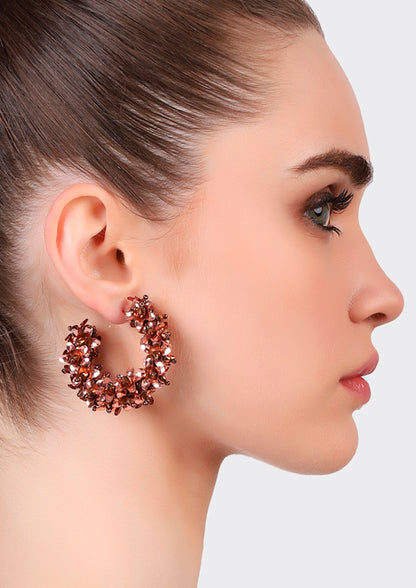 Flower Hoops Small Earrings - Rame