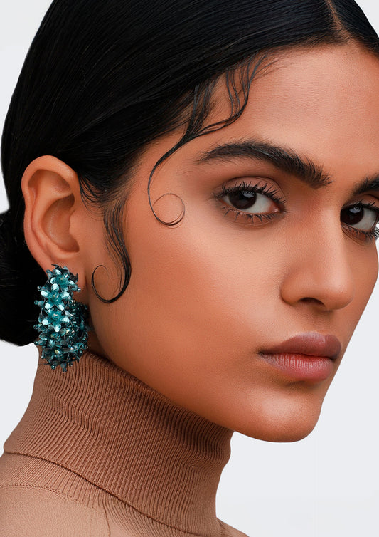 Flower Hoops Small Earrings - Verde Acqua Scuro