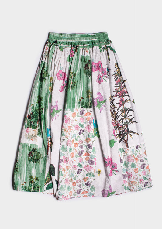 Patch Maxi Skirt - Bianco/Verde
