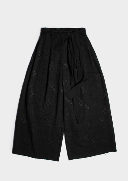Embroidered Palazzo Pants - Black