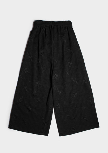 Embroidered Palazzo Pants - Black