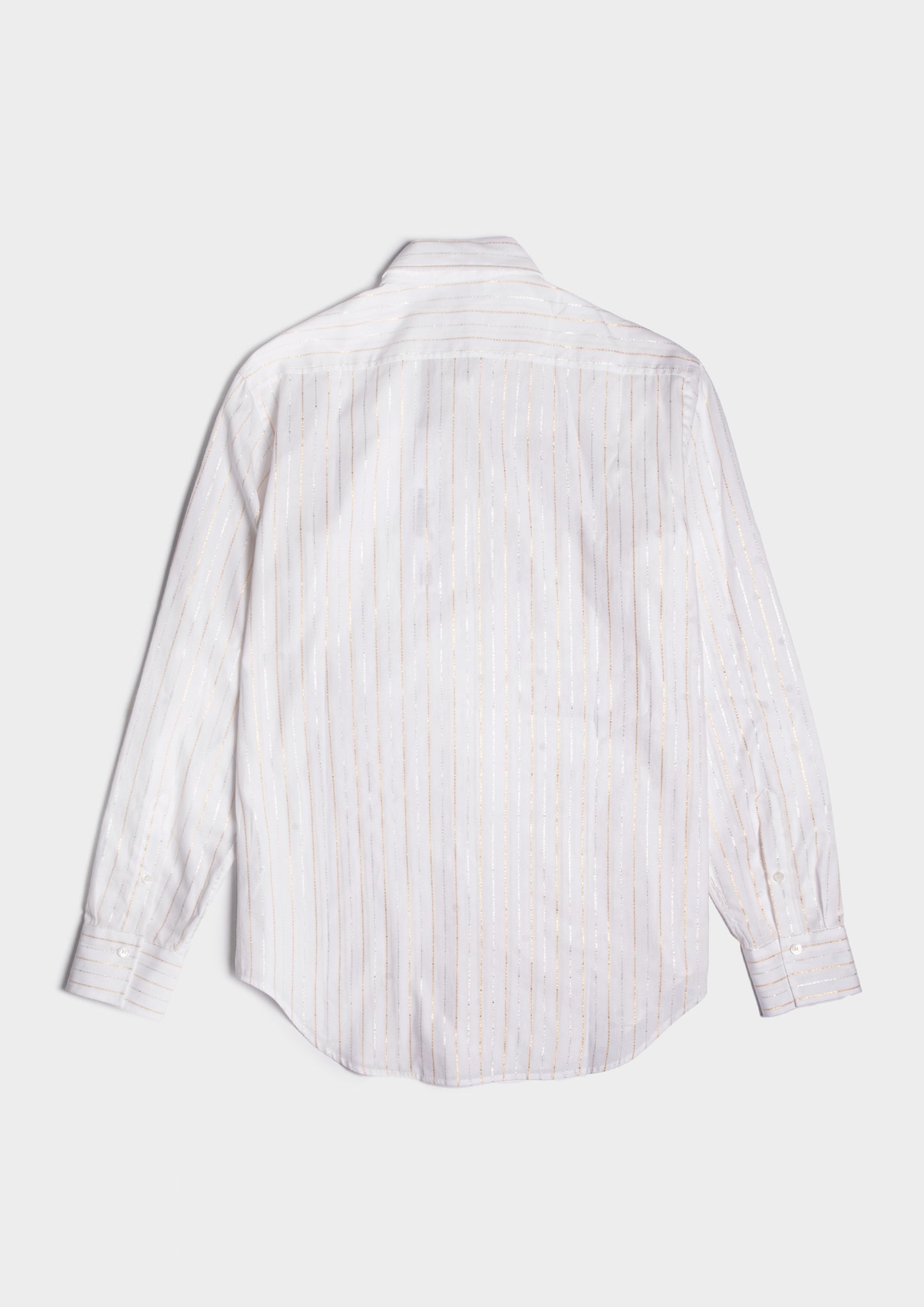 Oversized Shirt with Lurex Stripes - Latte/Oro/Argento