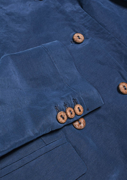 Fitted Double-Breasted Jacket - Cobalto