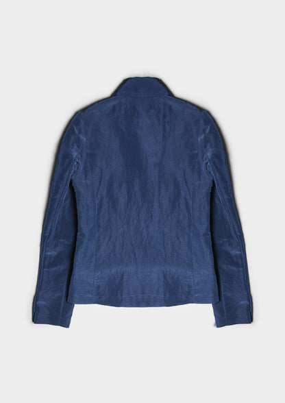 Fitted Double-Breasted Jacket - Cobalto