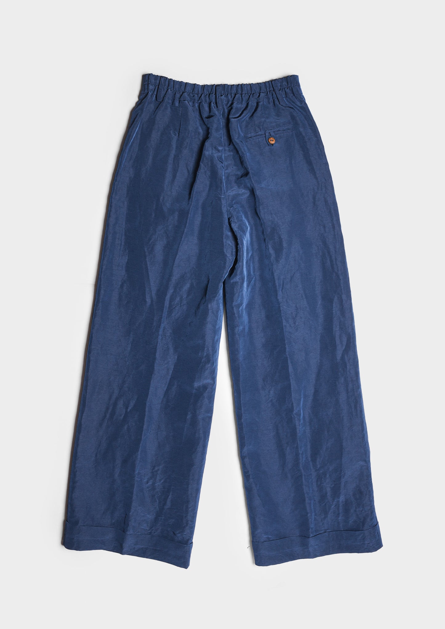 Wide-Leg Pleated Trousers - Cobalto