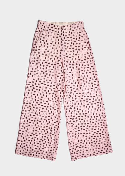 Flared Silk Pants - Fenicottero/Moka