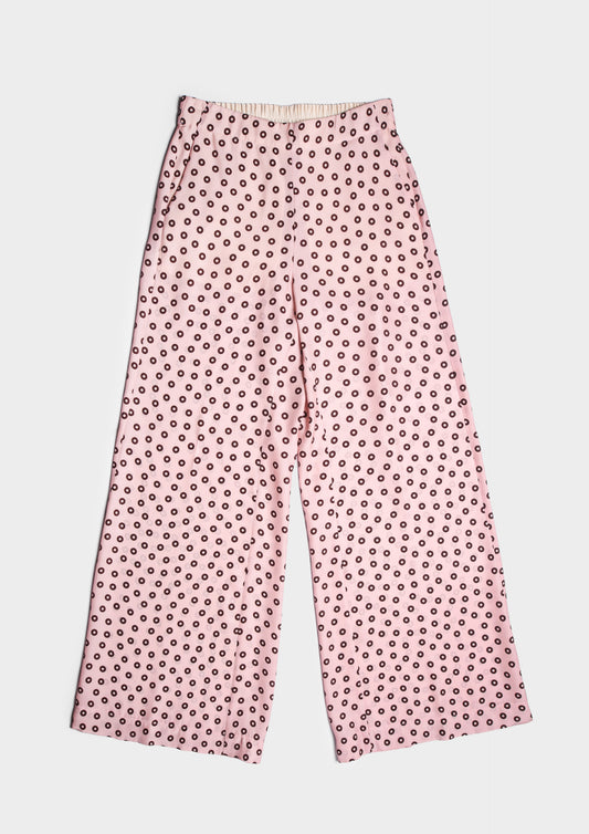 Flared Silk Pants - Fenicottero/Moka