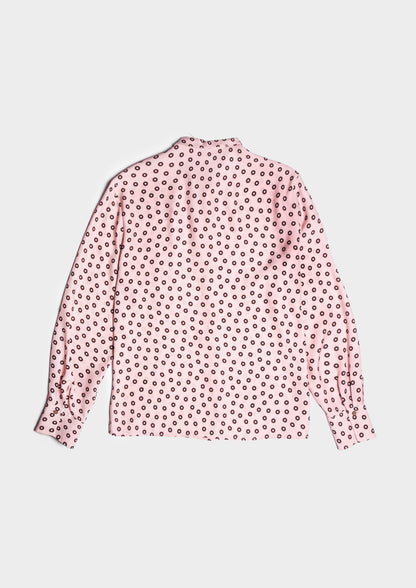 Flared Silk Shirt - Fenicottero/Moka