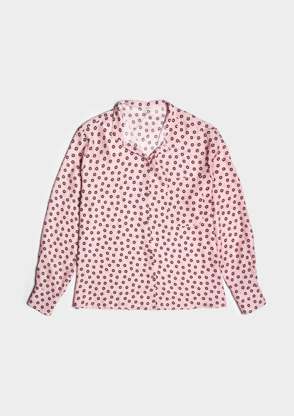 Flared Silk Shirt - Fenicottero/Moka