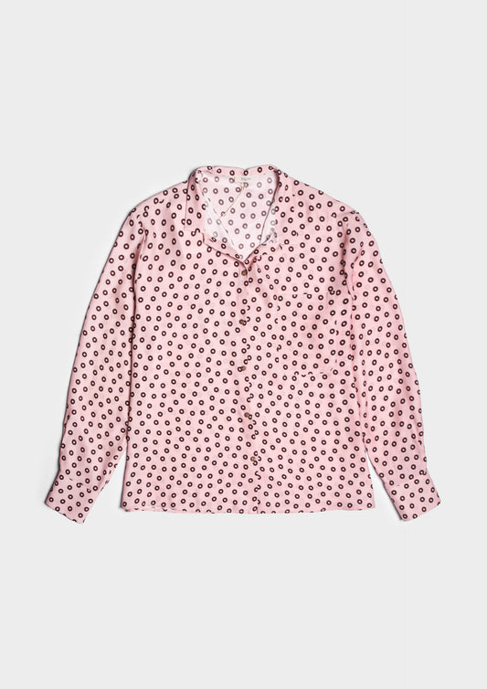 Flared Silk Shirt - Fenicottero/Moka
