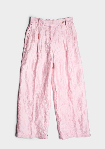 Wide-Leg Pleated Trousers - Fenicottero
