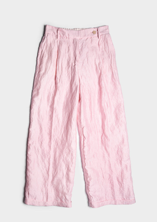 Wide-Leg Pleated Trousers - Fenicottero