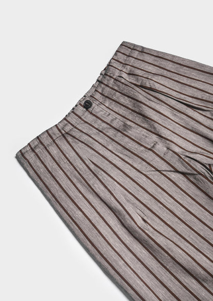 Linen-Viscose Pinstripe Pants - Brown