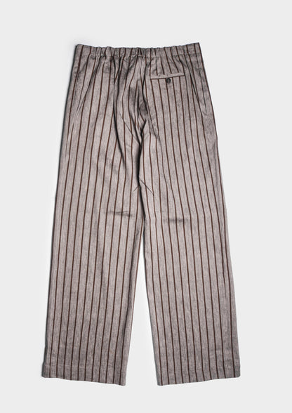 Linen-Viscose Pinstripe Pants - Brown