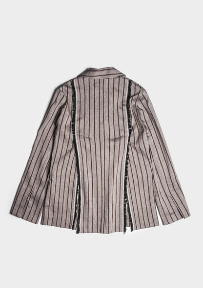 Linen-Viscose Pinstripe Blazer - Brown