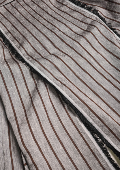 Linen-Viscose Pinstripe Blazer - Brown