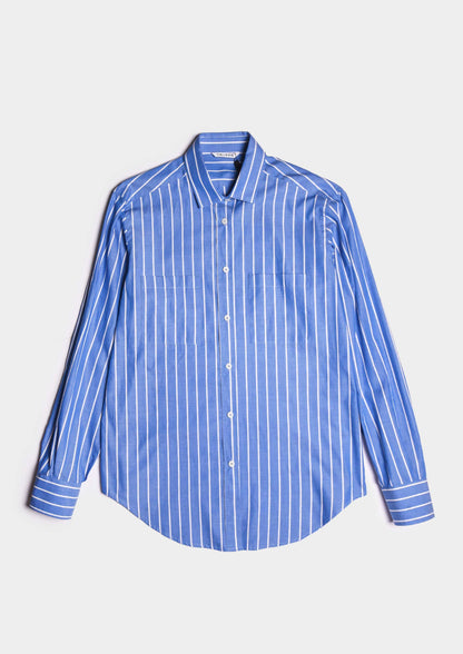 Overfit Pinstriped Shirt - Blu/Bianco
