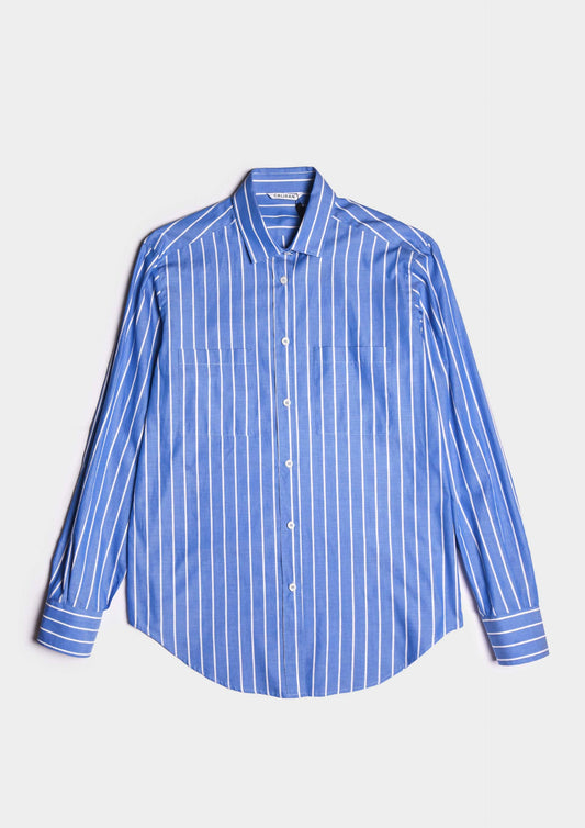 Overfit Pinstriped Shirt - Blu/Bianco