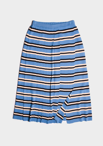 Pleated stripy Skirt - Blu/Celeste/Bianco