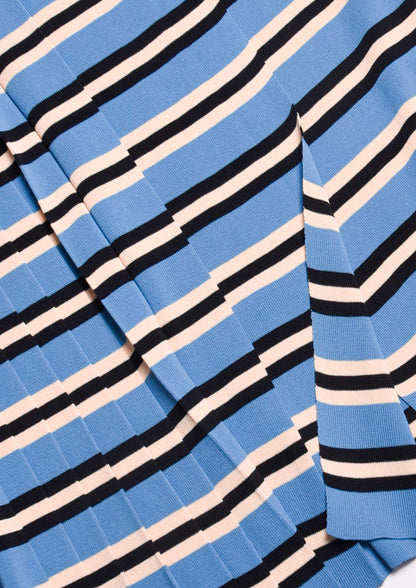 Pleated stripy Skirt - Blu/Celeste/Bianco