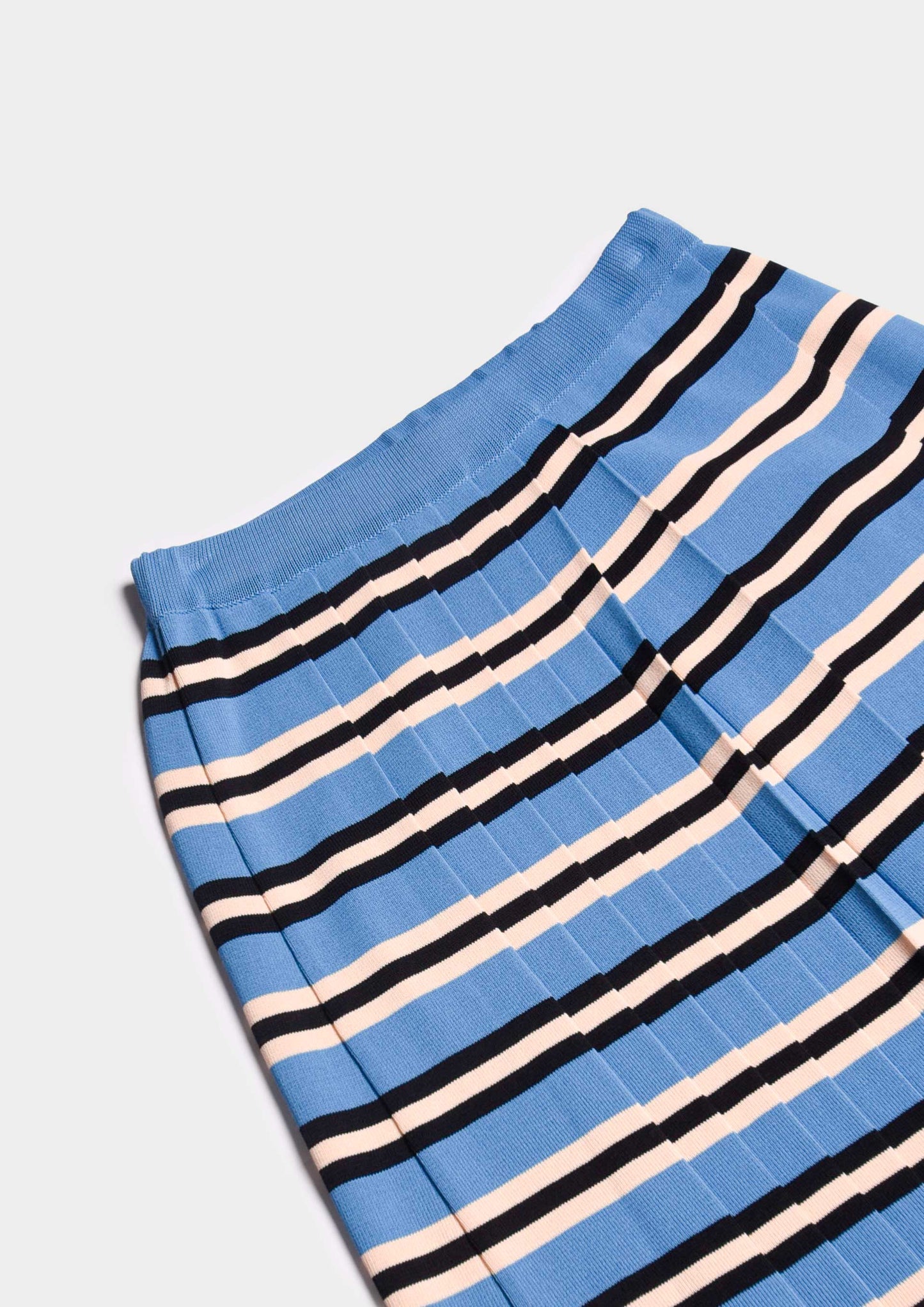 Pleated stripy Skirt - Blu/Celeste/Bianco