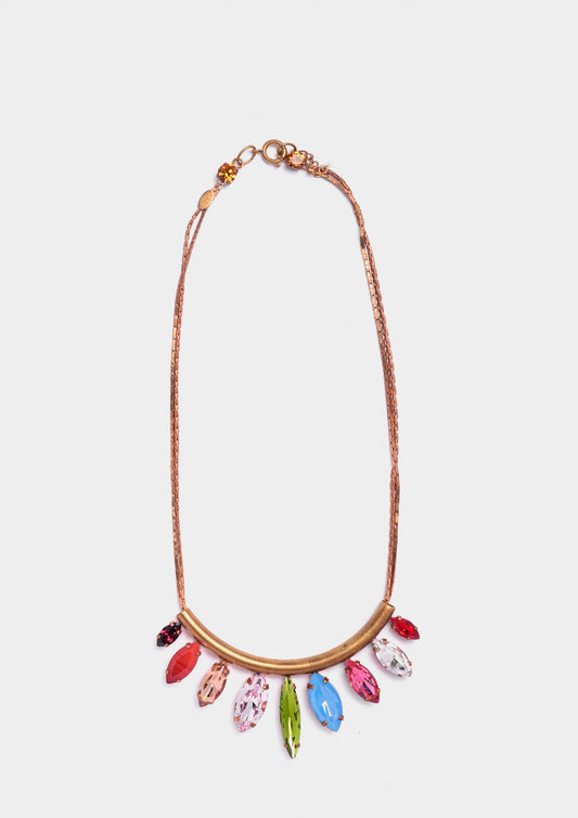 Bronze Necklace with Multicolor Swarovski Crystals