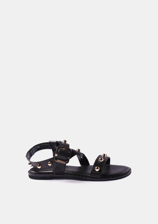 Studded Leather Sandals - Black