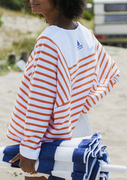 Les Vacances Oversized Sweatshirt - White/Orange