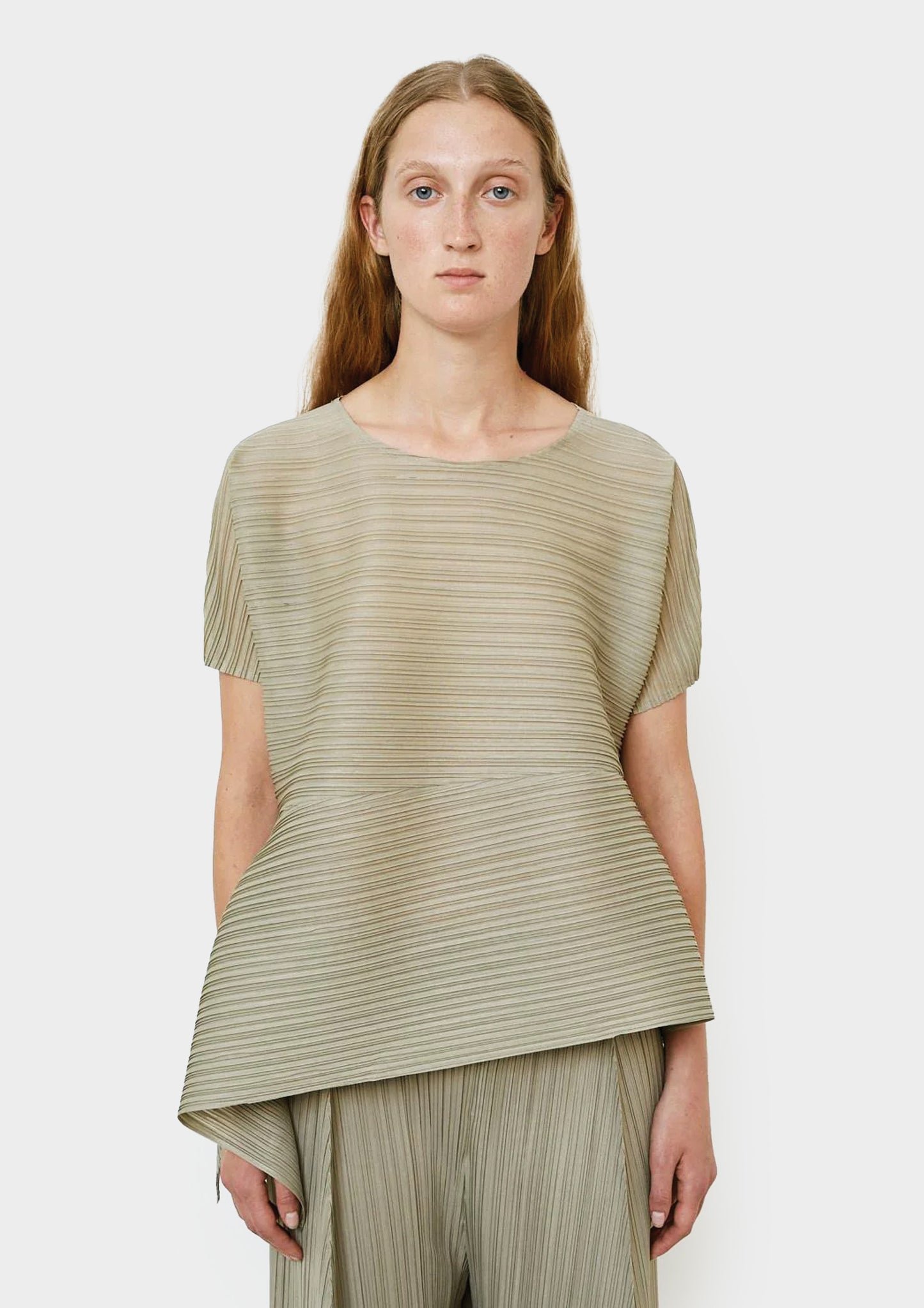 Asymmetric Plissé Blusa - Vaniglia