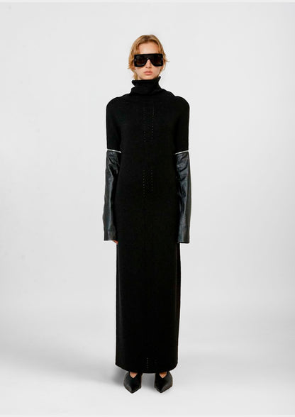 Long Merino Wool Dress - Black