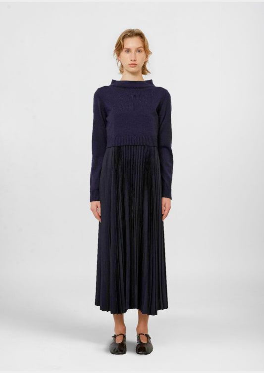 Plissé Dress e Crop Sweater - Blu Paris