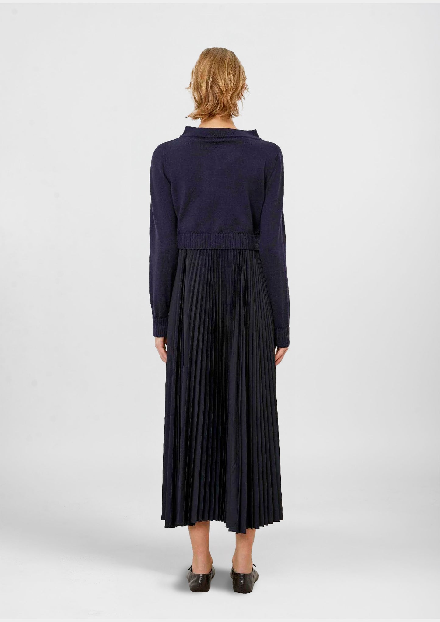 Plissé Dress e Crop Sweater - Blu Paris