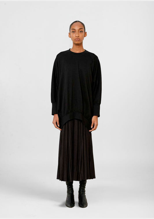 Plissé Dress e Over Sweatshirt - Black