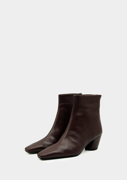 Pointed Leather Ankle Boot - Cocoa