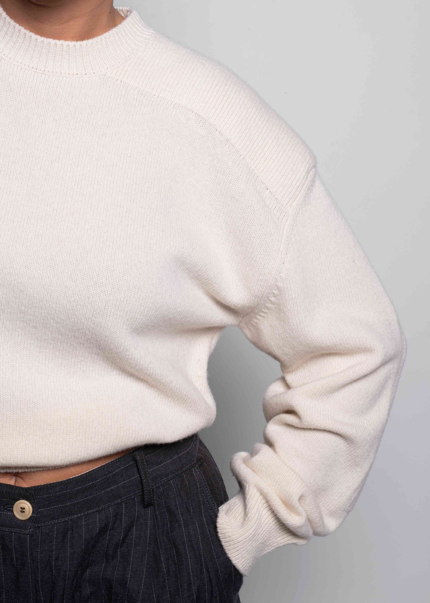 Ribbed Crewneck Sweater - Latte