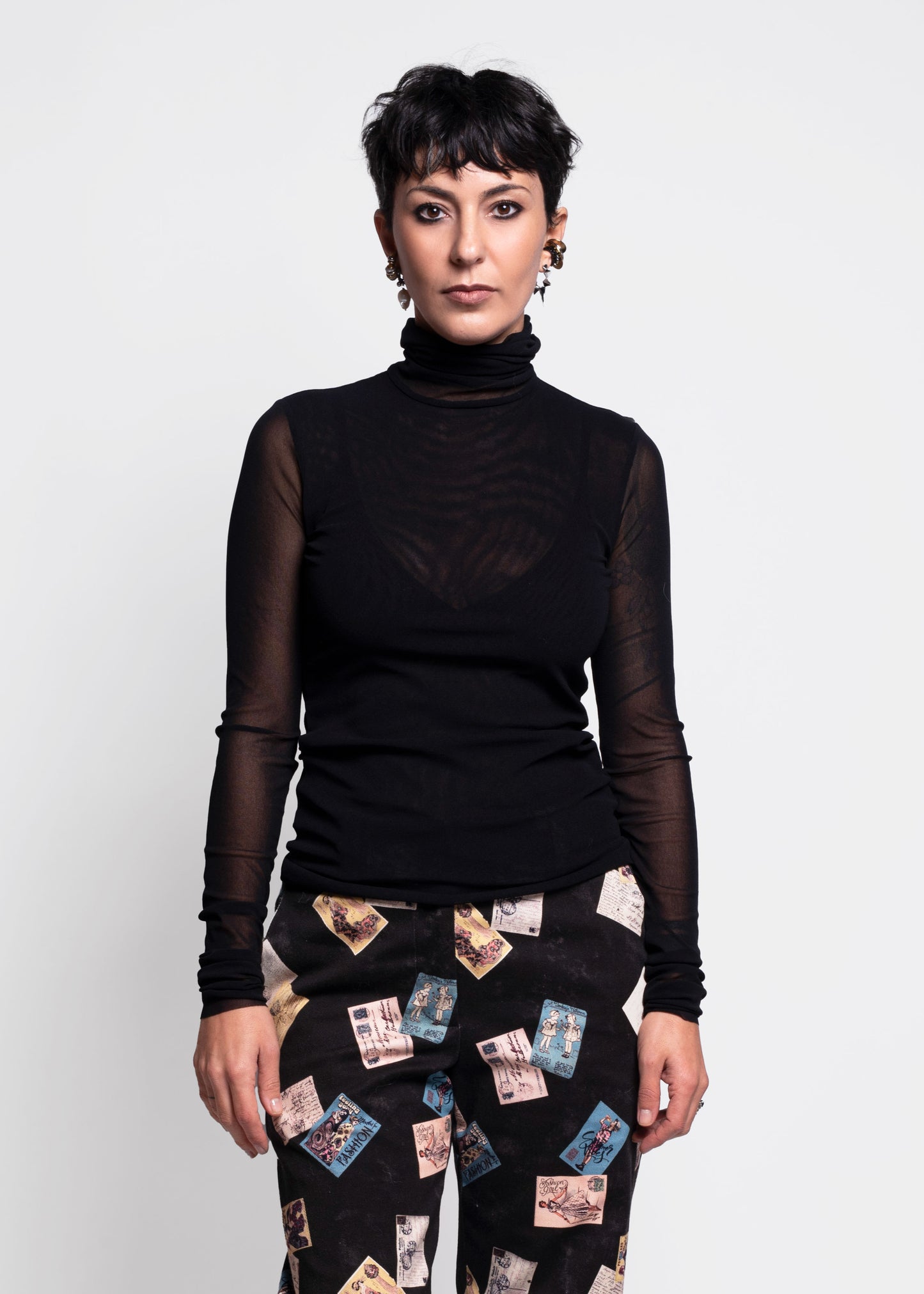 Longsleeve High-Neck Top - Nero