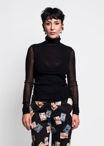 Longsleeve High-Neck Top - Nero